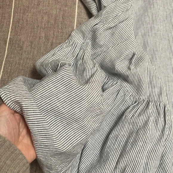 Classic Blue & White Striped Linen Skirt - size M - Picture 2 of 5